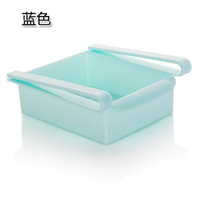 1pc Fridge Freezer Space Saver Organizer Kitchen Storage Rack Shelf Holder Fridge Freezer Storage Box: Blue