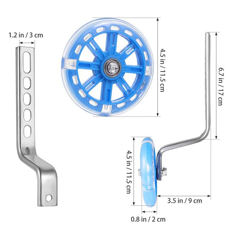 2 Stuks 4.5Inch Gloeiende Verstelbare Fiets Wielen Fiets Stabilizer Extra Training Wielen Voor Peuters Kinderen Kids
