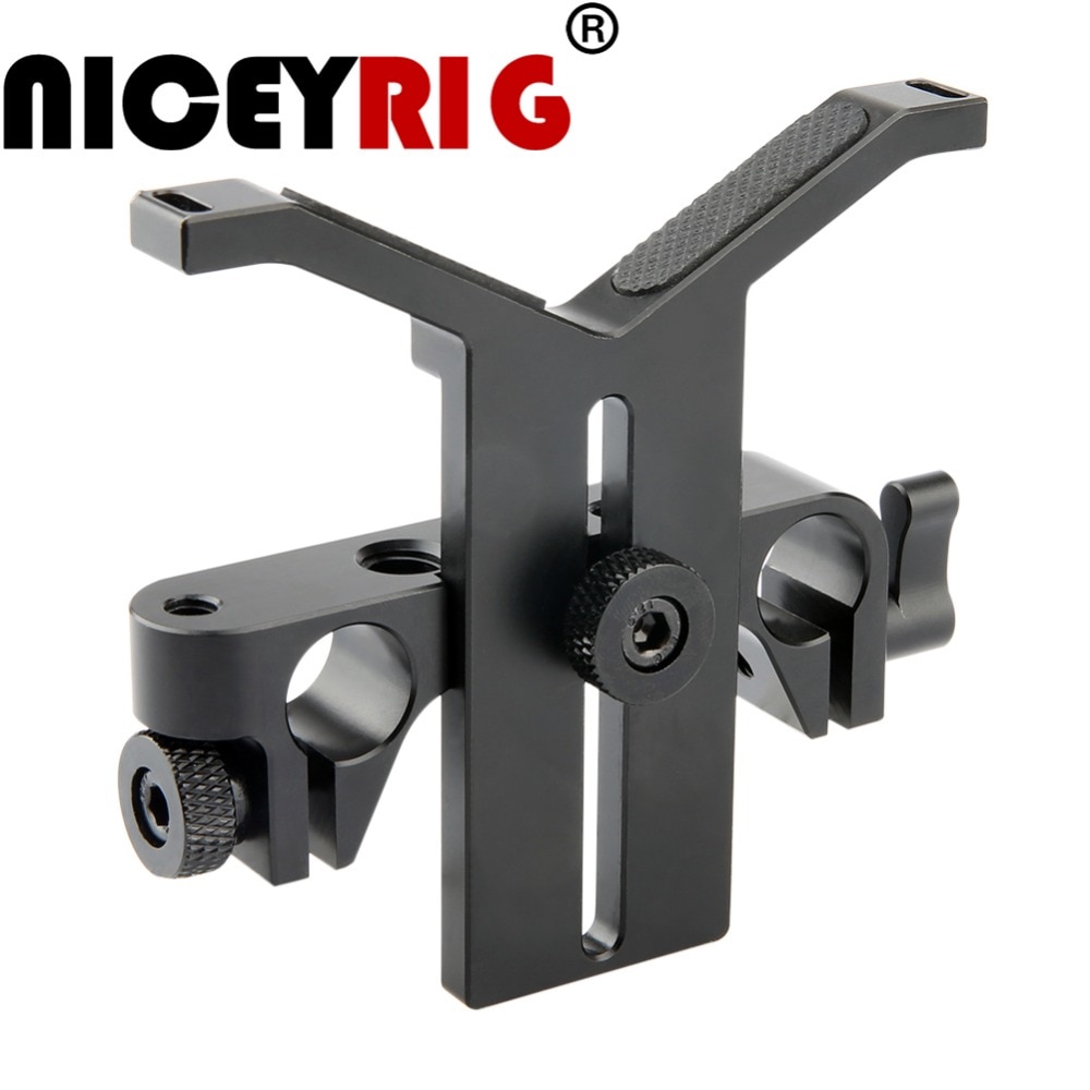 NICEYRIG-Soporte de lente largo, soporte Universal de altura ajustable con abrazadera de varilla de 15mm, 2 arandelas de goma para cámara, equipo de hombro