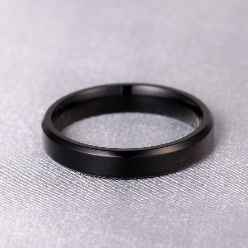 4 Mm Heldere Polish Zwarte Kleur Titanium Ring Voor Mannen Amd Vrouwen