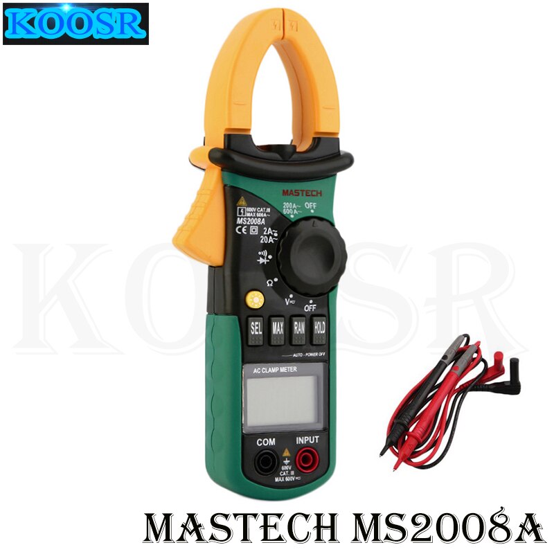 Mastech MS2008A Digitale Multimeter Auto/Manual Range Ac/Dc Voltmeter Ampèremeter Thermometer Lcd Backlight Verlichting