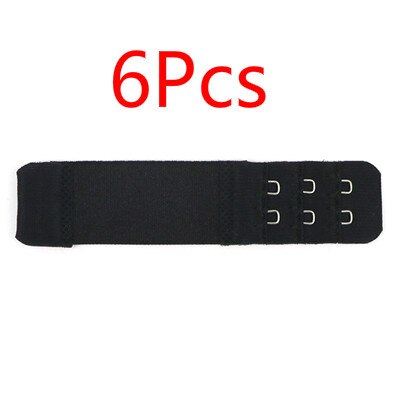 6pcs Women Soft Bra Extender 2 Hooks Buckle Expander Elastic Adjustable Belt Clasp Straps Increase Intimates Size Sewing Tool: Black