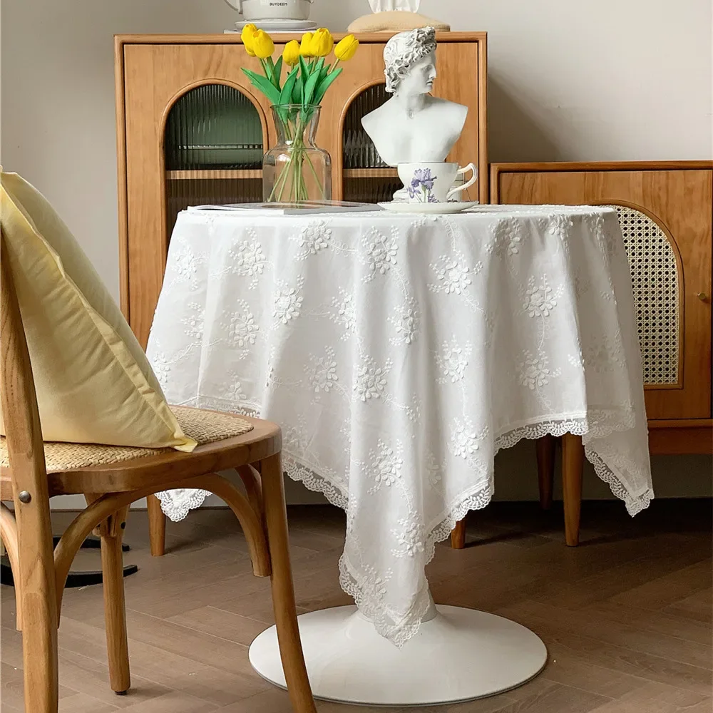 Franse Stijl Romantisch Tafelkleed, Wit Tafelkleed, Huwelijksdecoratie, Tafelkleed, Eettafel Set, Decoratieve Esthetiek