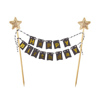 Mini Happy Birthday Banner Star Cake Topper Party Dessert Table Cake Decoration Supplies Handmade Bunting Garland Pennant Flags: Deep Sapphire