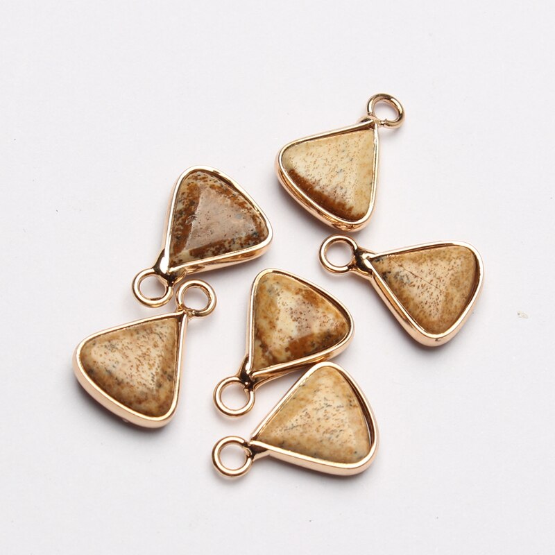 Natural Stone Charms Mini Triangle Birthstone Pendant Charms 11*15mm 2pcs/lot For DIY Jewelry Making Accessories: yellow
