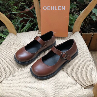Japanese Doll Shoes Mori Retro Round Head Flat Single Shoes College Wind Small Leather Shoes British Style Students Casual Shoes: Brown / 5