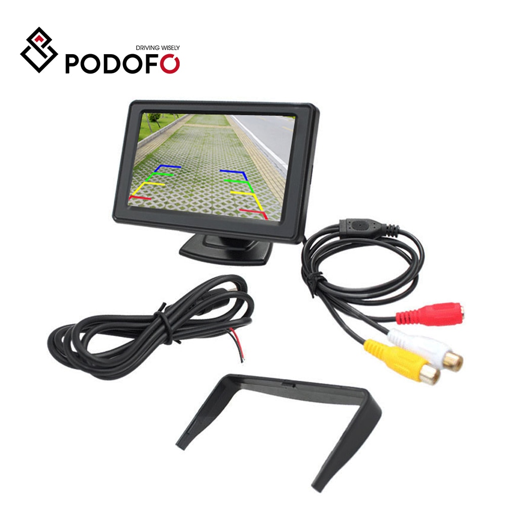 Podofo Universele 4.3 "Tft Lcd Display Car Rear View Monitor Parking Achteruitkijk-systeem Voor Backup Reverse Camera Dvd Vcd auto Tv