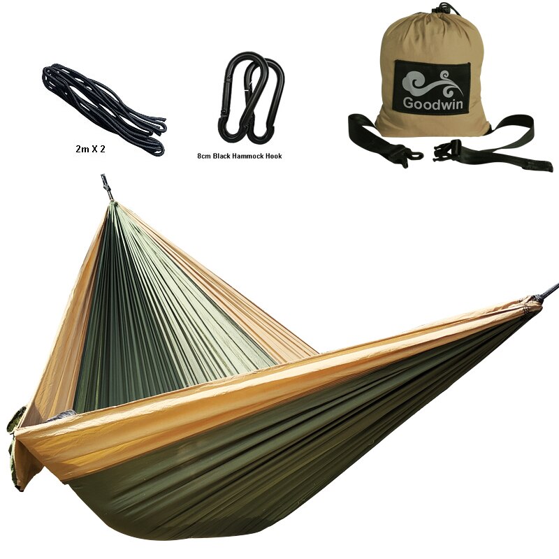 Dubbele 200*300Cm Outdoor Hangmat Dubbele Tuin Camping Swing Boom Bed Draagbare Volwassen Kids Outdoor Bed 2 Bandjes 2 Karabijnhaak 2022
