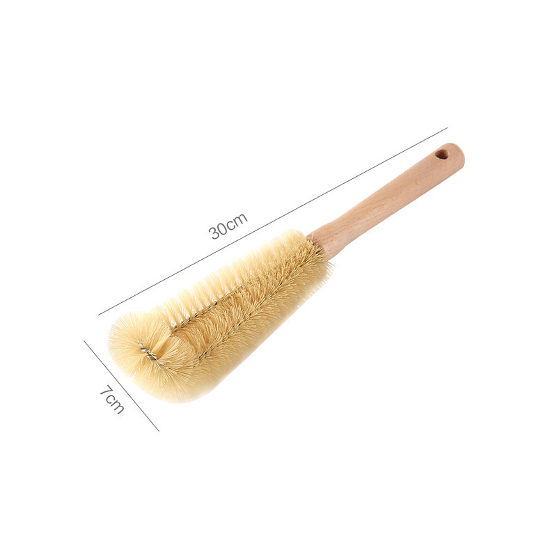 Strumenti per la pulizia della cucina Bottiglie per bevande Lavapavimenti per vetro Spazzola per la pulizia Spazzola per la pulizia delle bottiglie in legno con manico lungo: Black
