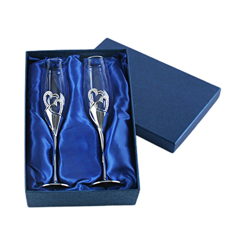 Copas de champaña para brindar accesorios de boda, oro rosa, corazones, Juego de 2