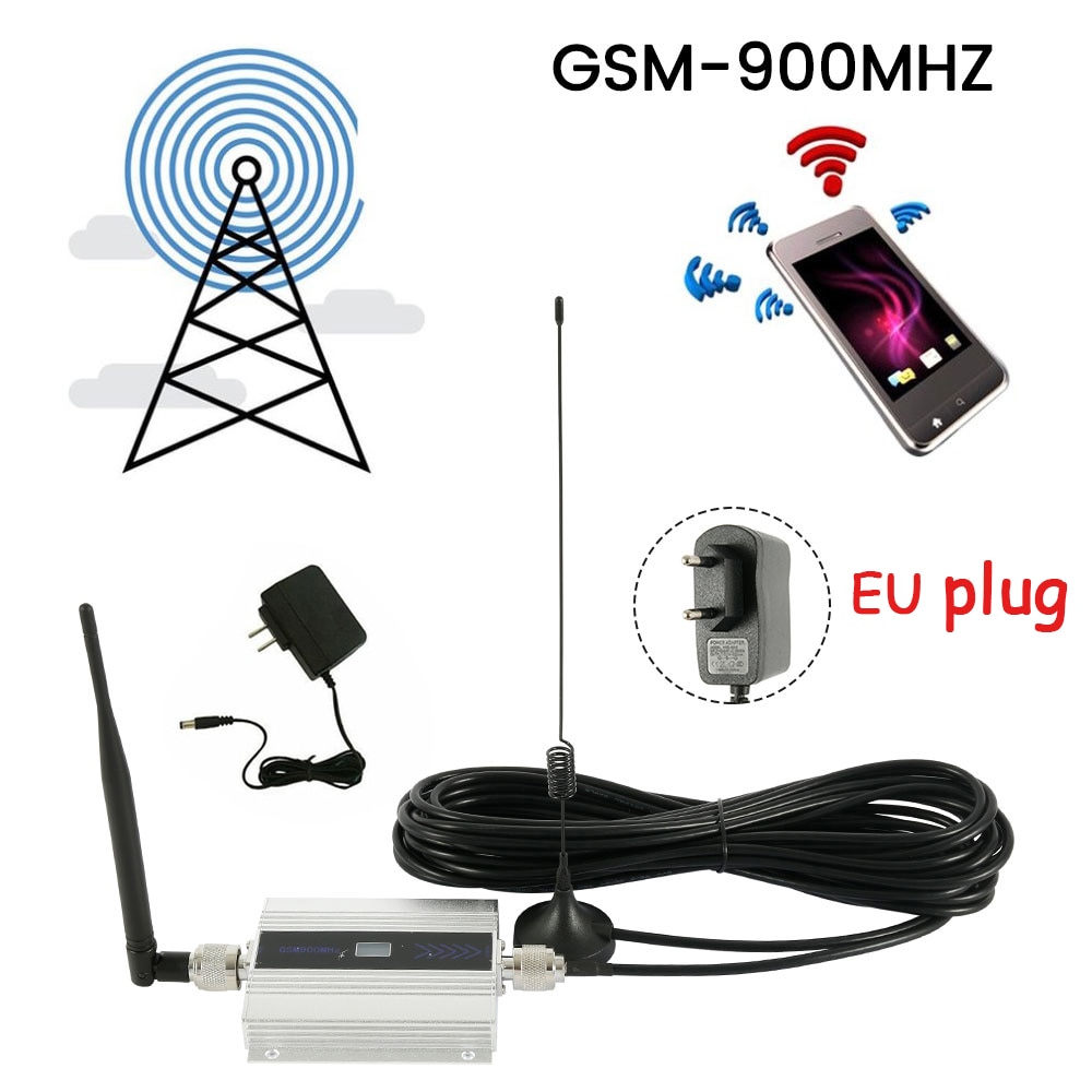 EU Plug Small Alloy LCD GSM 900 MHz Mobile Cell Phone Signal Repeater Amplifier Cellular Repeater Signal Booster