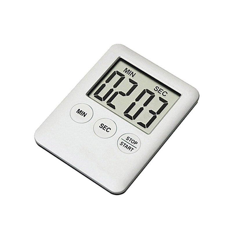 Super Thin LCD Digital Screen Kitchen Timer Square Cooking Count Up Countdown Alarm Sleep Stopwatch Temporizador Clock: WHITE