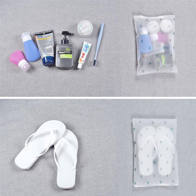 5PCS Travel Storage Bag Set Cute Cactus Zip-Lock Waterproof Luggage Packing Bag Cosmetic Bag Storage Supplies For Travel