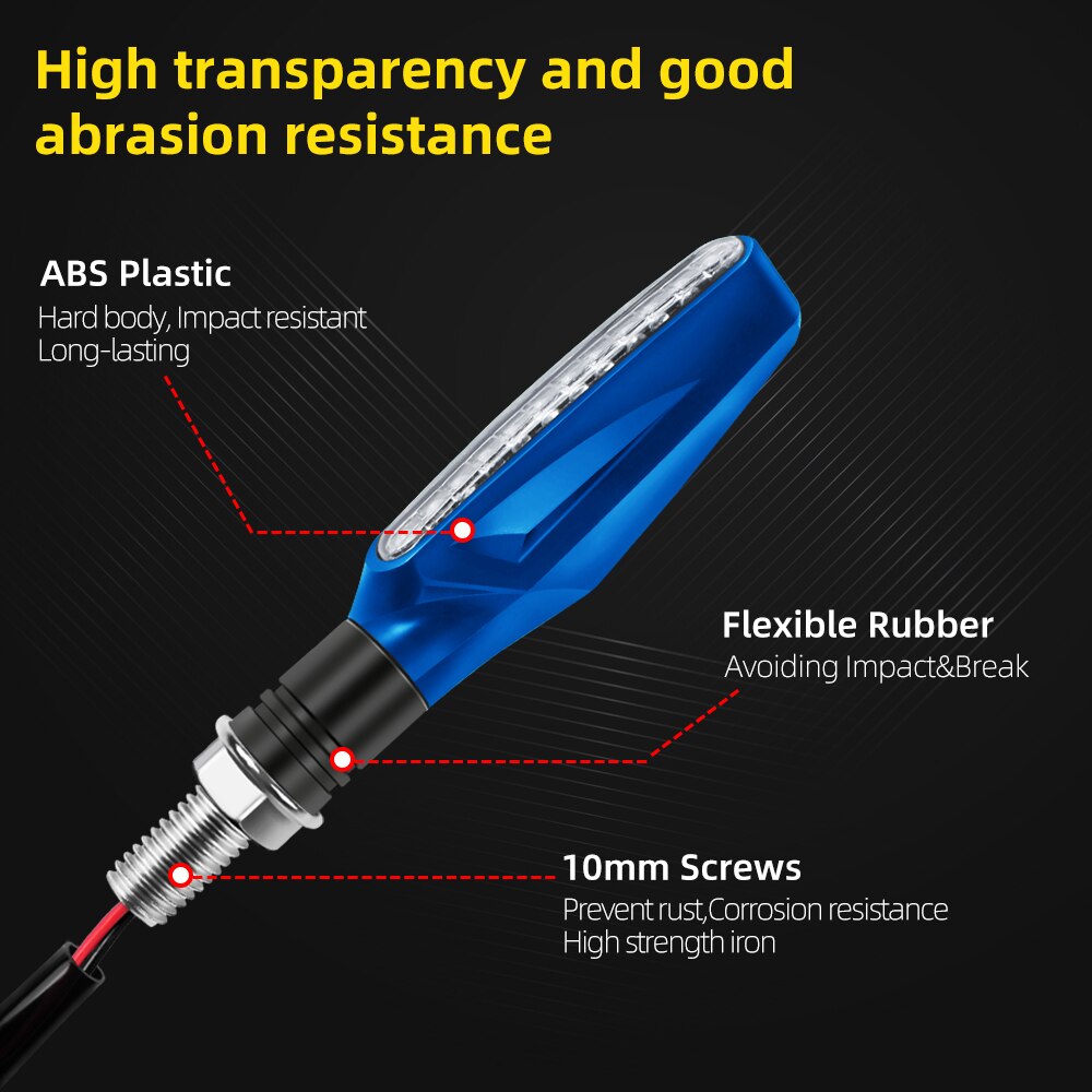 2 Pairs Universal Motorcycle LED Turn Signal Light Indicator Flasher Light Flexible Amber Blinker Lamp Light for Moto motorbike