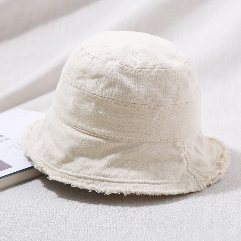 Sombrero de pescador vaquero para mujer, gorra de pescador plegable de ala ancha lavada, Estilo Vintage, turismo al aire libre, , novedad de verano: white
