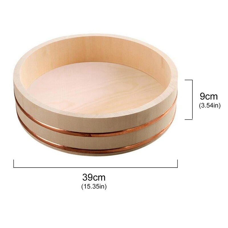 1Pcs 6 Maten Keuken Sushi Emmer Houten Koreaanse Bibimbap Emmer Sushi Kom Japanse Keuken Houten Emmer: 39x9cm