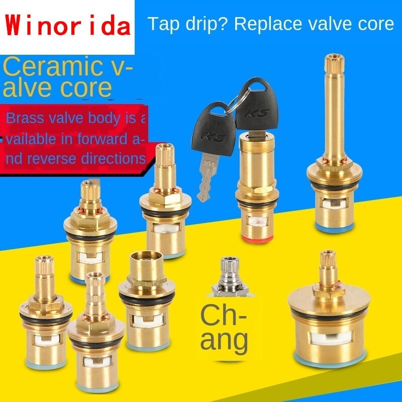 Faucet Copper Valve Core and Cold Water Fast Opening Triangle Valve Switch Ceramic Valve Core Copper Head Repair Parts