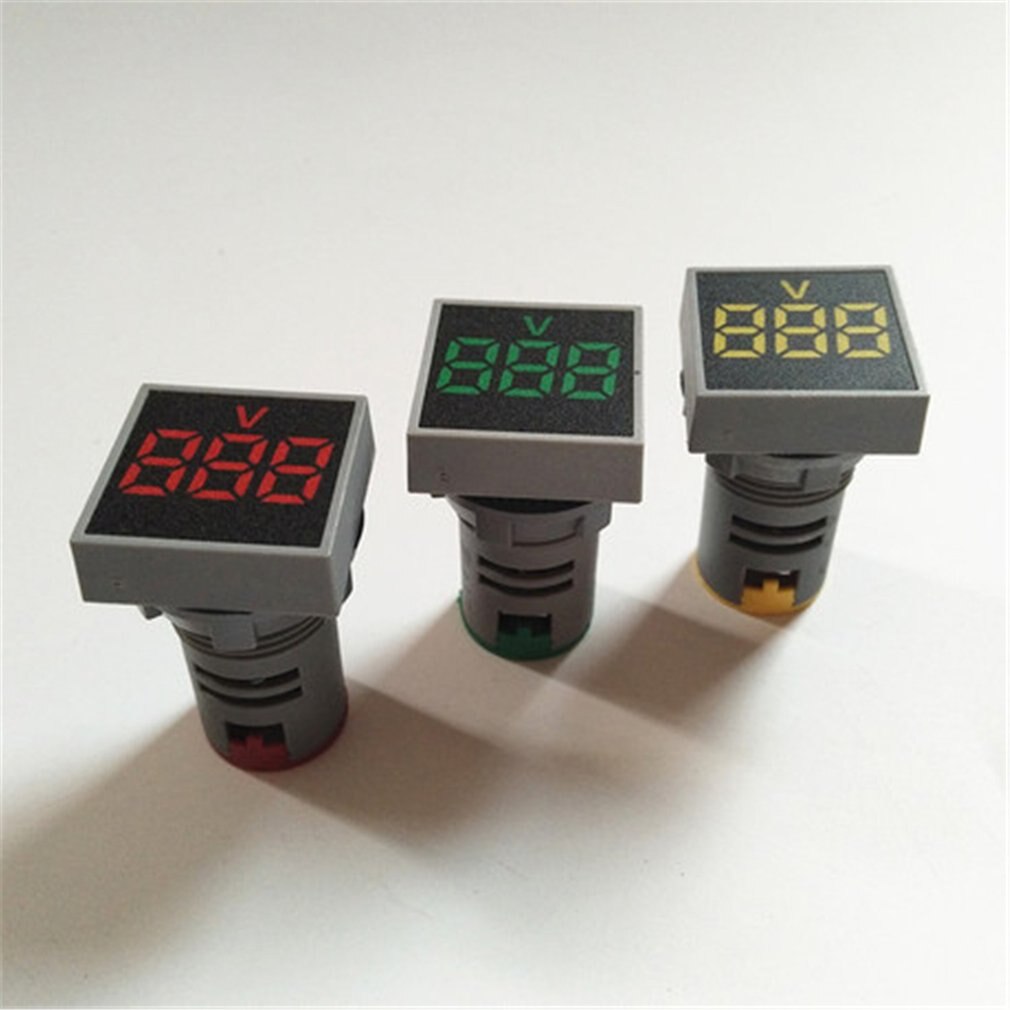 Indicatore luminoso a LED, Indicatore luminoso a LED AC20-500V Mini display a LED digitale Voltmetro Lampada di segnalazione quadrata(bianca