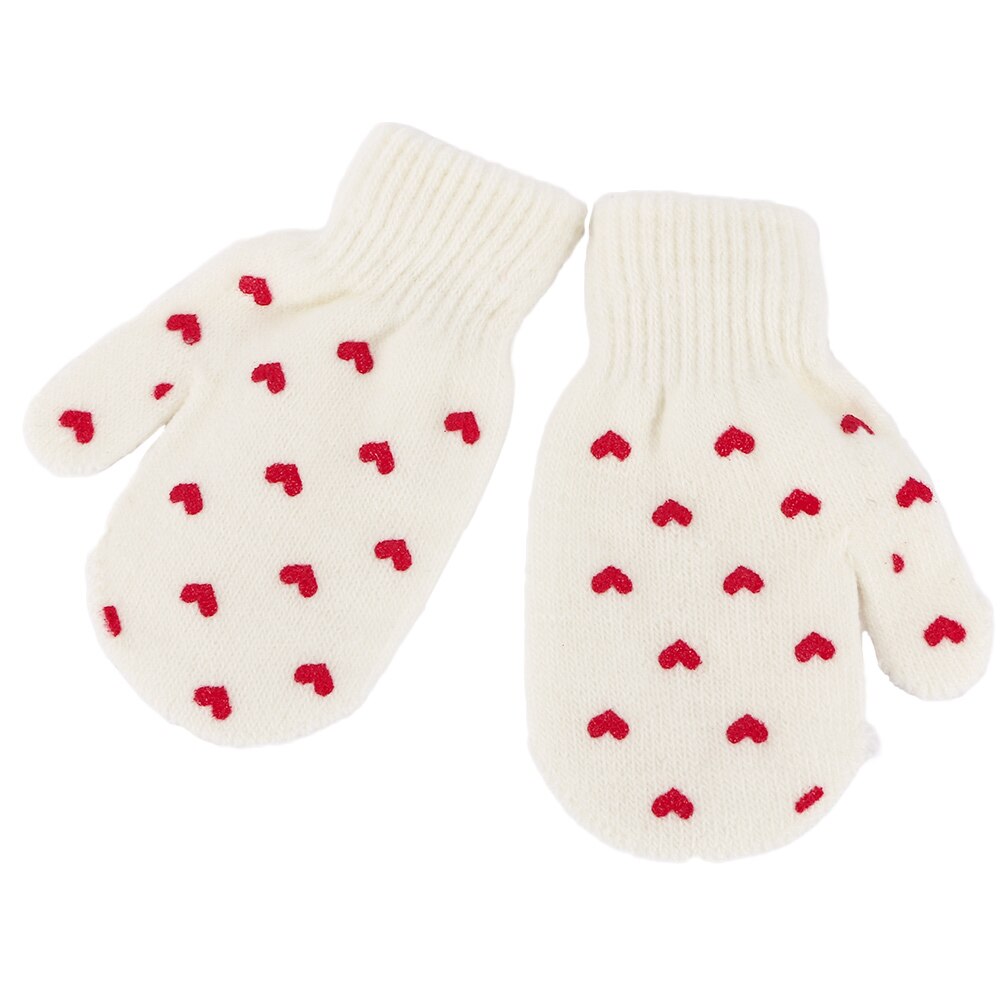 1 Pair Kids Mitten Cute Children Winter Knitted Gloves For Boys Girl Dot Star Heart Pattern Fingerling Soft Warm Mittens: 2