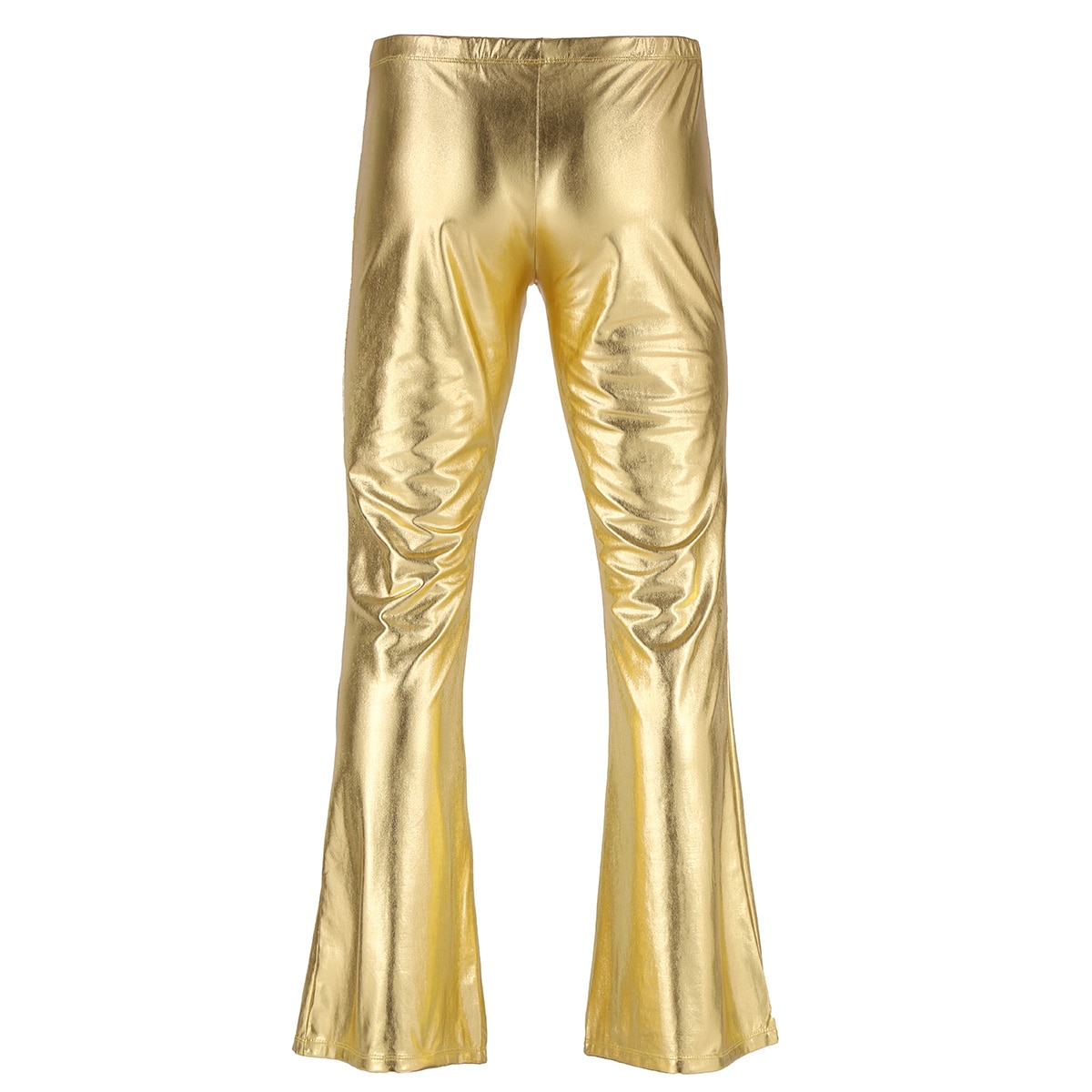 Iefiel voksen herre club wear skinnende metalliske disco bukser med klokkebund, flåede lange bukser dude kostume festbukser