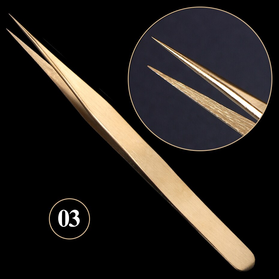 3/1Pc Golden Wimper Extension Pincet Nail Art Decoratie Picking Gereedschap Rechte Gebogen Wenkbrauw Clip Make-Up Accessoire BEG01-03: G03