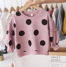 Herfst Winter Kinderen Kids Baby Meisjes Hoodies Print Dot Sweatshirts Lange Mouwen Trui Baby Meisje T-shirt Kleding: Roze / 24M