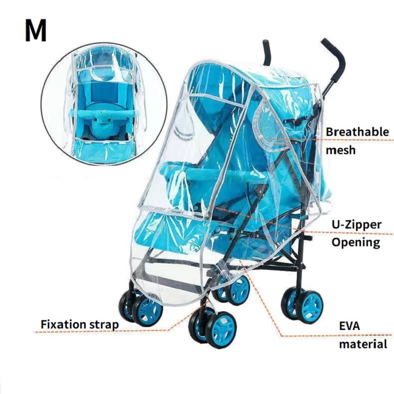 Universal- Kinderwagen Regen Abdeckung Baby Auto Wind Staub Schild transparent Wasserdicht Atmungsaktiv Wagen Regenschirm Regenmantel Zubehör: Blau