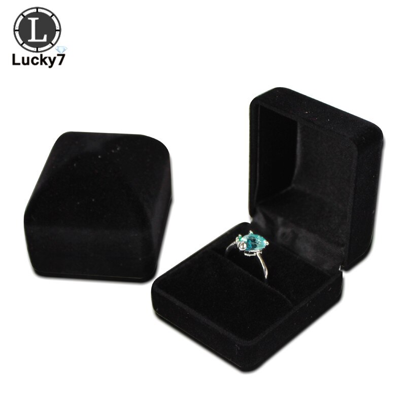 Fluwelen Ring Box 9 Kleur Ruit Case Engagement Bruiloft Sieraden Dozen Houder Voor Lover: Black