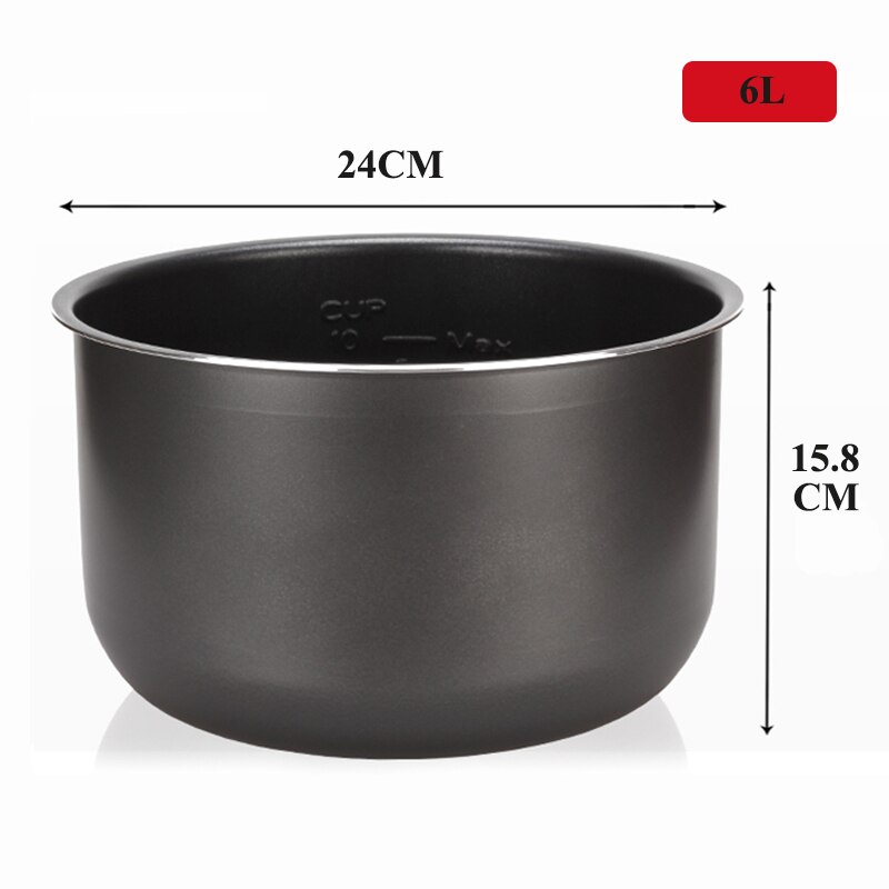 Elektrisk tryckkokare 1.6/3l/4l/5l/6l non-stick pot ris pot inre gall svart svart kristall inre tillbehör spis delar: 6l