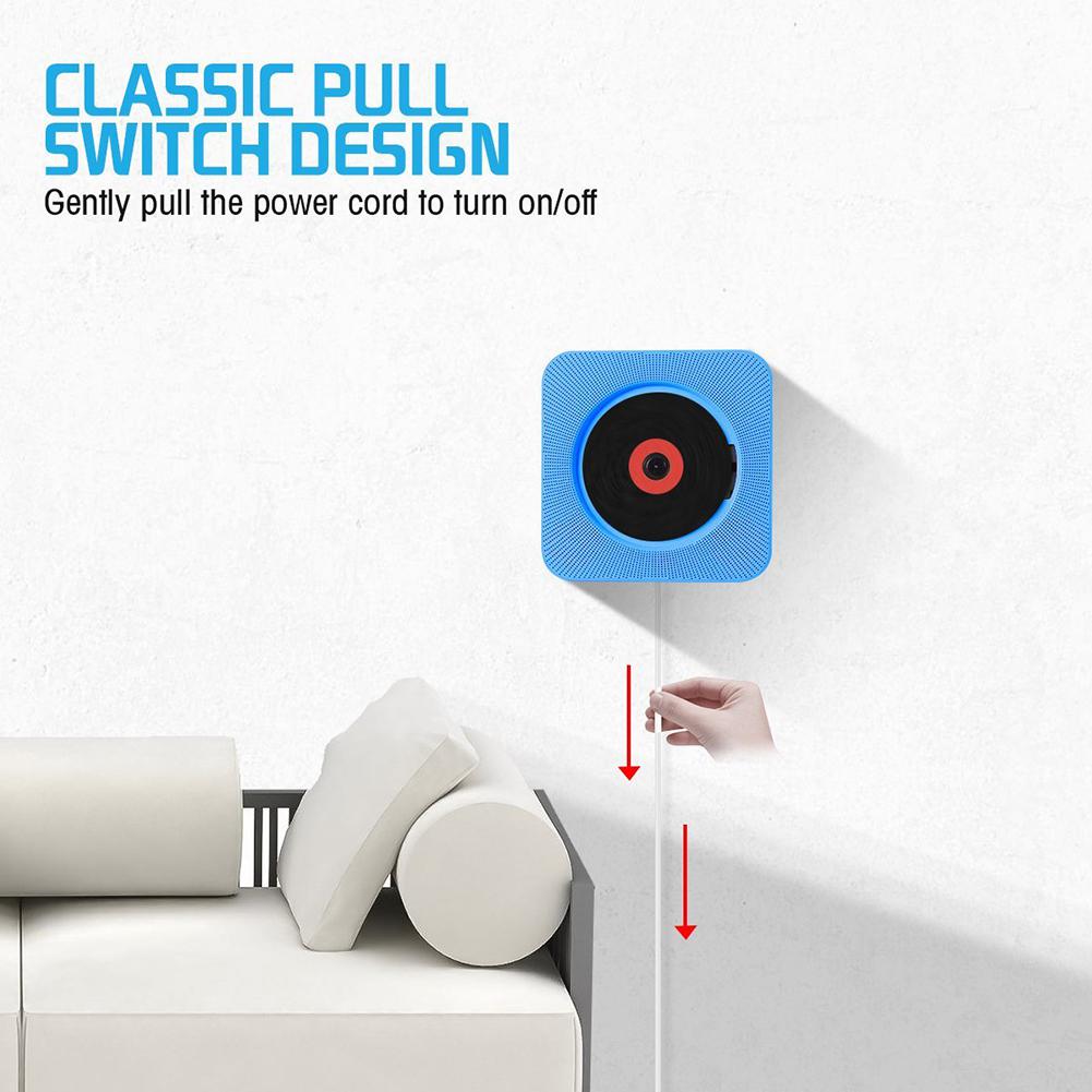 BEESCLOVER Wall Mountable CD Player HiFi Speakers Portable Bluetooth Music Player with Remote Control FM Radio r57