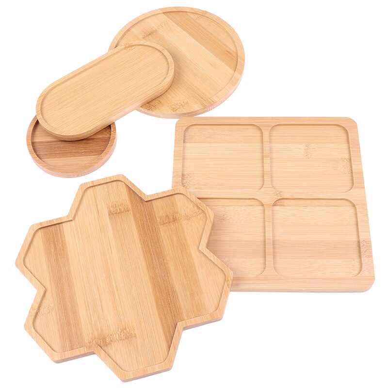 Cuencos cuadrados redondos de bambú platos para macetas suculentas bandejas Base Stander