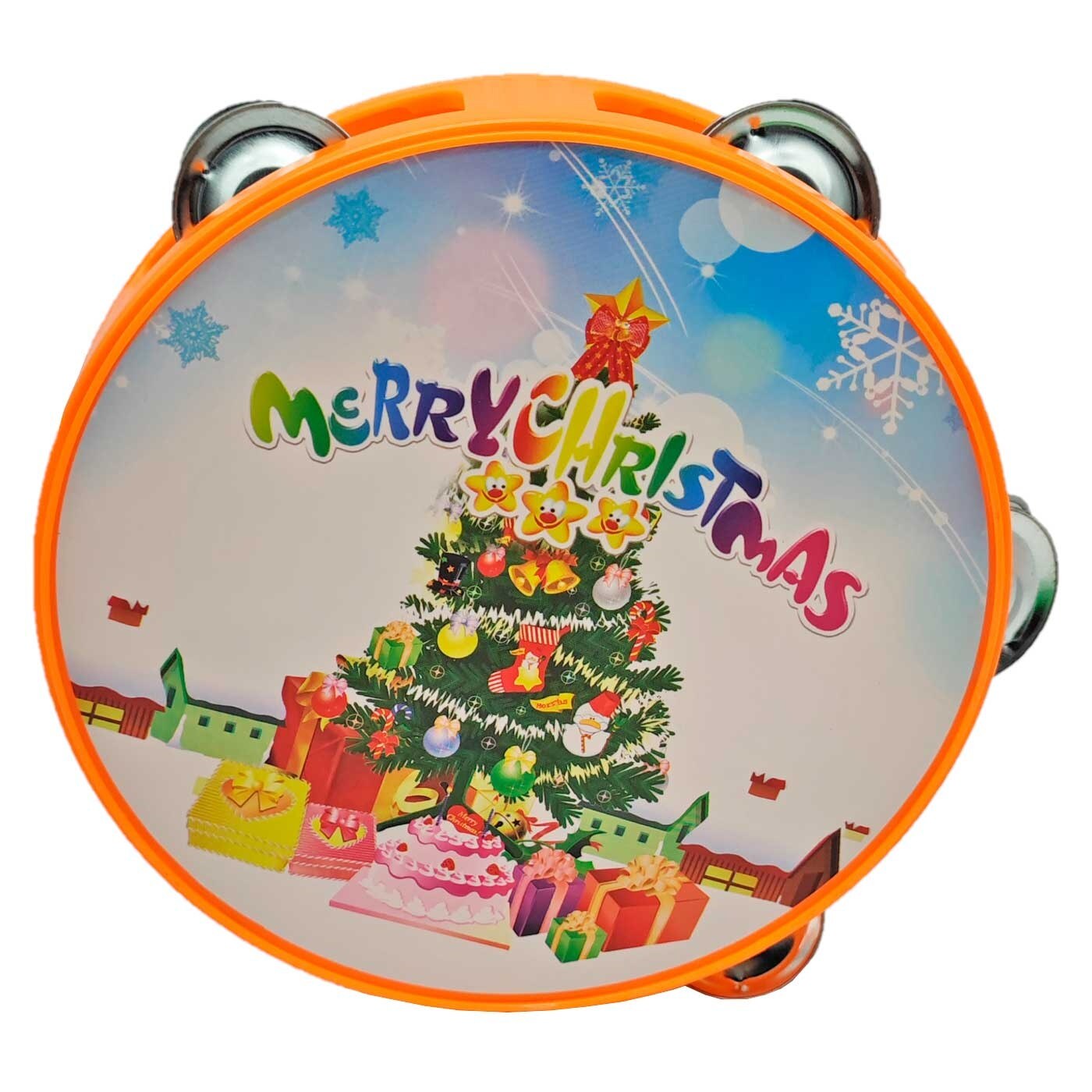 Pandereta de navidad de juguete para niños, plástico, música popular, juegos infantiles, papá noel, santa claus, 14 cm, color/m
