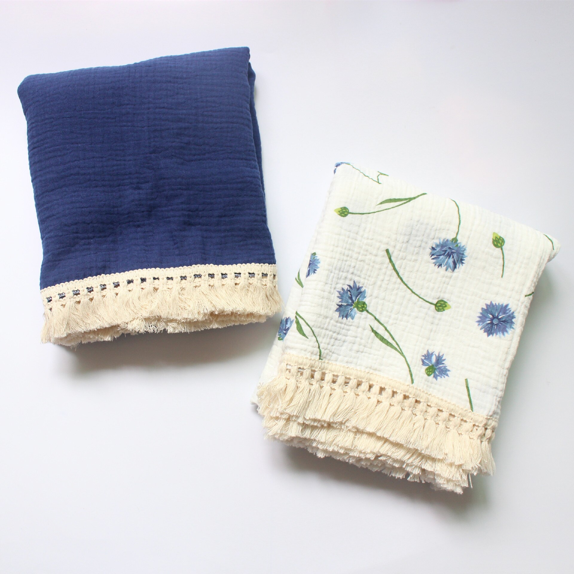 Bebé de muselina de algodón impreso Manta con borla para recibir a recién nacidos bebé gasa de Swaddle niños durmiendo colcha cubierta de cama