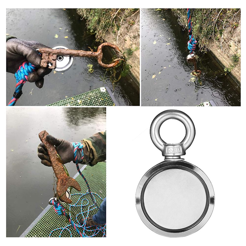 Aimant puissant avec anneau de crochet magnétique, porte-clé, aimant organisateur, outils de pêche, 600lm