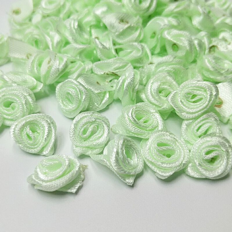 HL 60 pièces 15mm ruban Rose fleurs bricolage Appliques décorations de mariage artisanat fournitures beaucoup de couleurs: lighter green