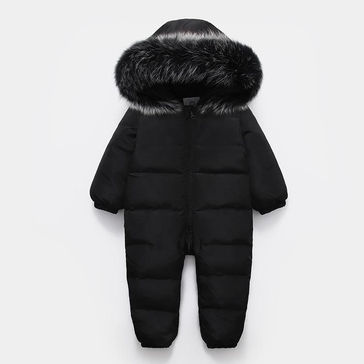 Baby Jacket Duck Down boys Infant baby Clothes Girl Boys Kids Jumpsuit 18m~4y Russian Winter Snowsuit warm baby clothes: black / 3T