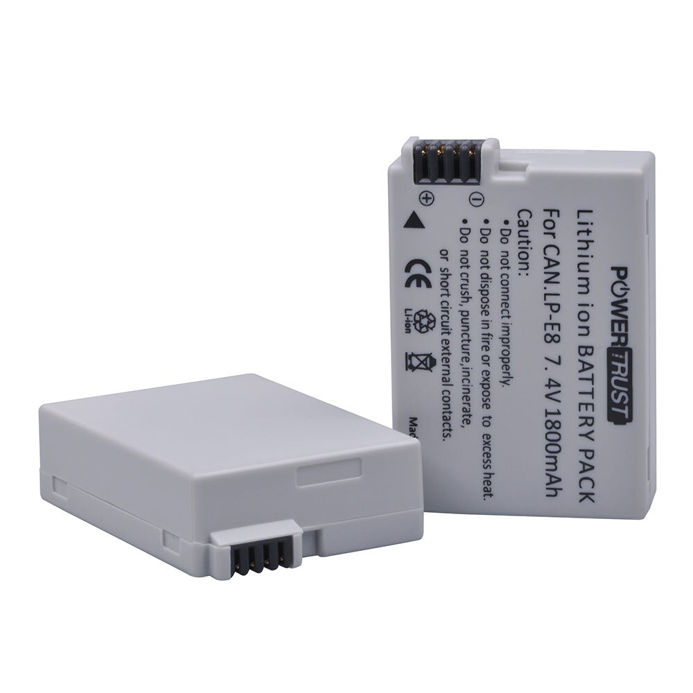 PowerTrust LP-E8 LPE8 LP E8 Batterie pour Appareil Photo Canon EOS 550D 600D 650D 700D baiser X4 X5 X6i X7i Rebelles T2i T3i T4i T5i