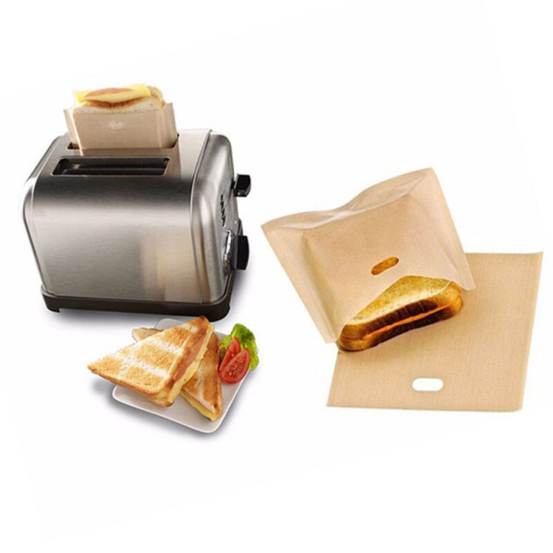 1pc genanvendelige brødristerpose non-stick brødpose sandwichposer glasfiber toast mikroovn opvarmning kageværktøj