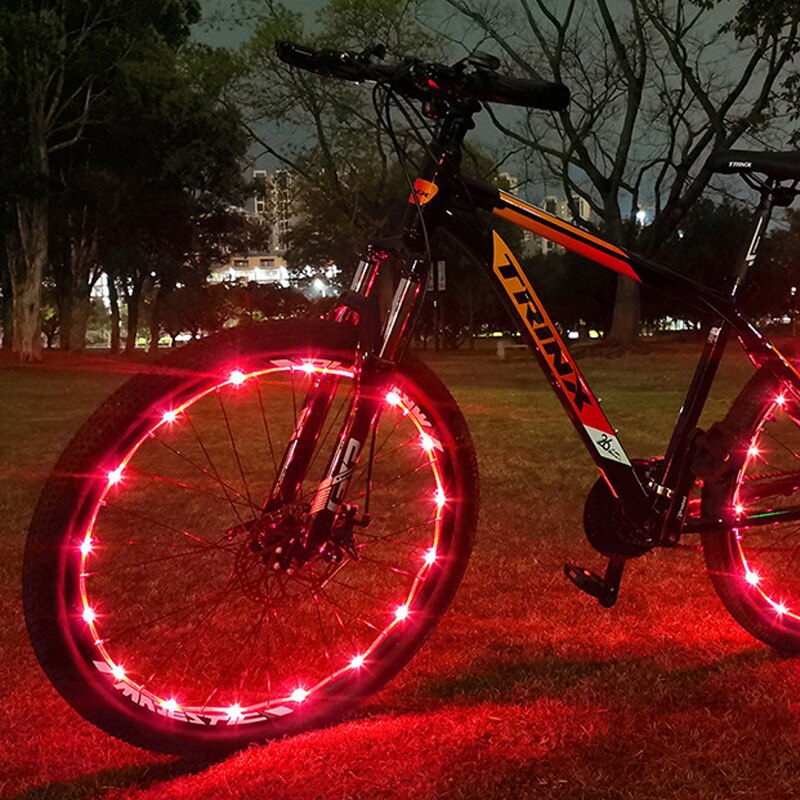 Motorrad Fahrrad Licht Außen Schnur Licht 2M/20LED Radfahren Fahrrad Fahrrad Räder gesprochen Licht Lampe Schnur Lichter draussen: rot / Linie Typ