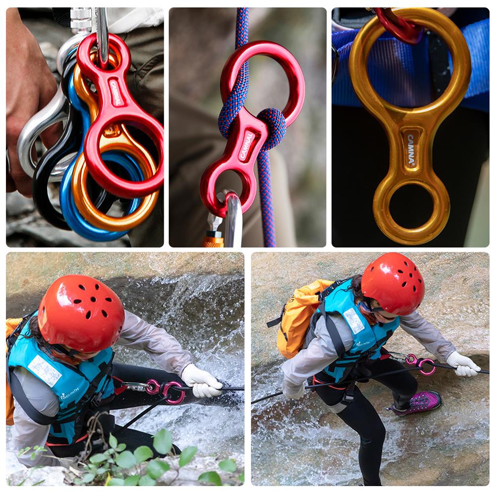 Outdoor Rock Climbing Descender 35KN Figure 8 Word Rope Descender Rappel Ring Downhill Eight Ring Rappelling Gear Belay Device