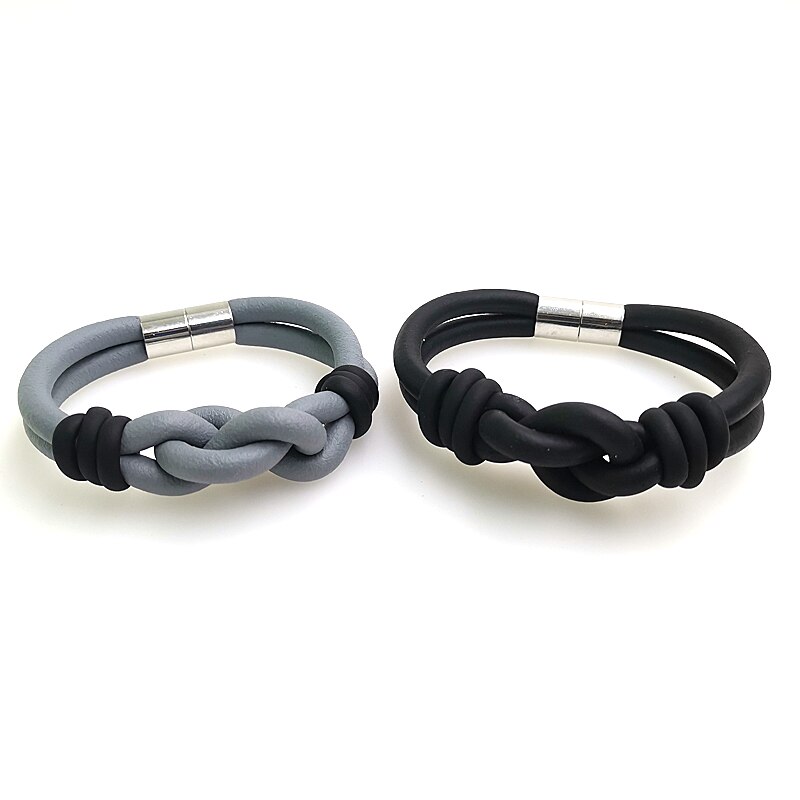 YD&YDBZ Handmade Bracelets For Women Rubber Bracelet Bind Accessories Black And Gray Chains: style 3