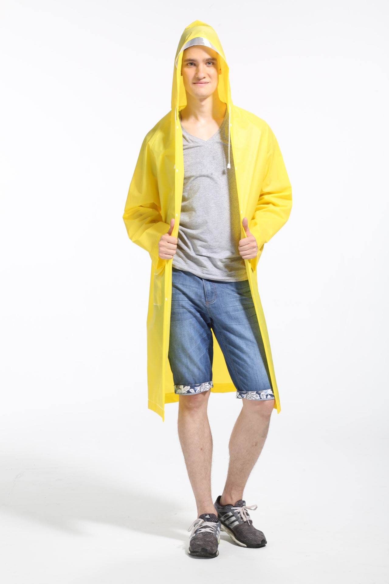 Raincoat Women Men Impermeable Thickened Waterproof Raincoat Tourism Outdoor Hiking Rain Poncho Raincoat Hooded Rain Coat: yellow / XL