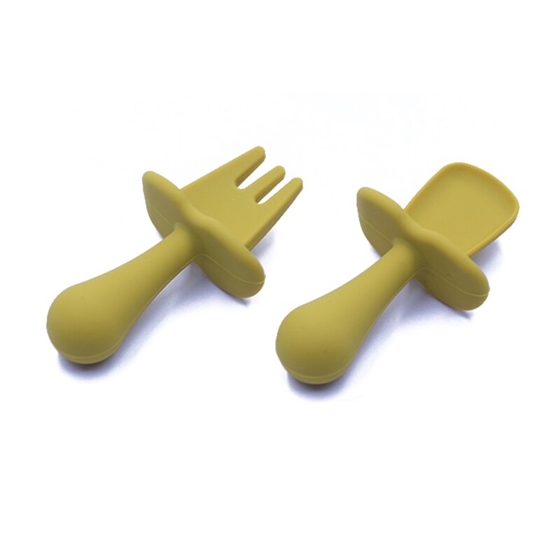 Babyvoeding Lepel Vork Set Zachte Siliconen Voeden Bestek Set Training Lepel: Y