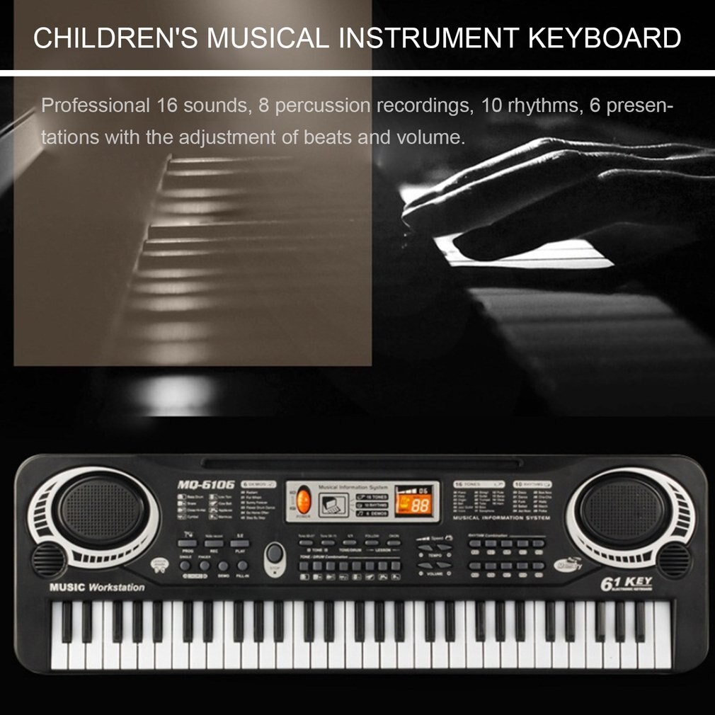 61 Keys Music Electronic Digital Keyboard Electric Organ Children Great With Microphone Musical Instrument Top