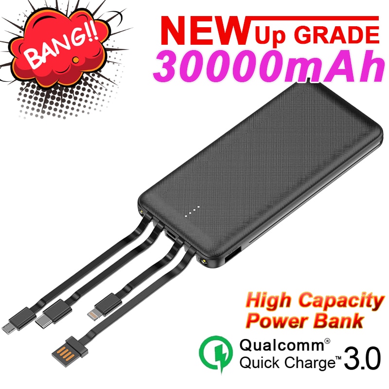 30000MAh Power Bank Portable Charger Large Capacity Outdoor Travel Emergency for IPhone Xiaomi Samsung PoverBank