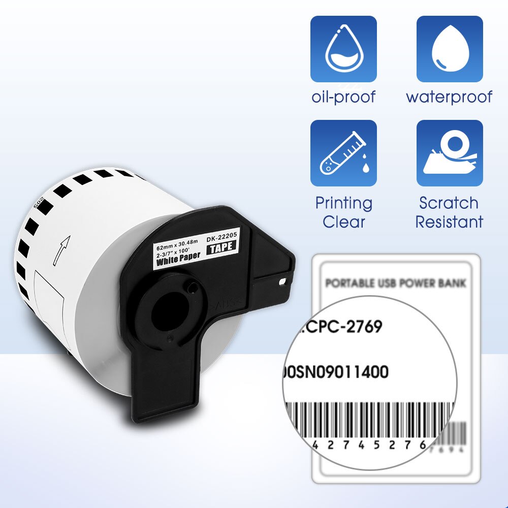 1 Roll for Brother DK-11241 DK-22205 DK-11209 DK-11208 DK-11202 DK-22210 DK-11204 DK-11201 Roll Paper