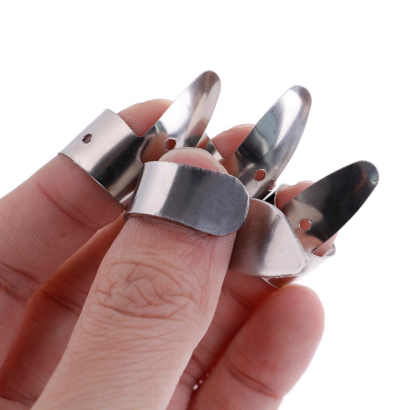 4 sztuk ze stali nierdzewnej 1 kciuk i 3 paznokcie u rąk kostki robić gitary plektrony zestaw metalu akustyczna elektryczna gitara basowa akcesoria gitarowe