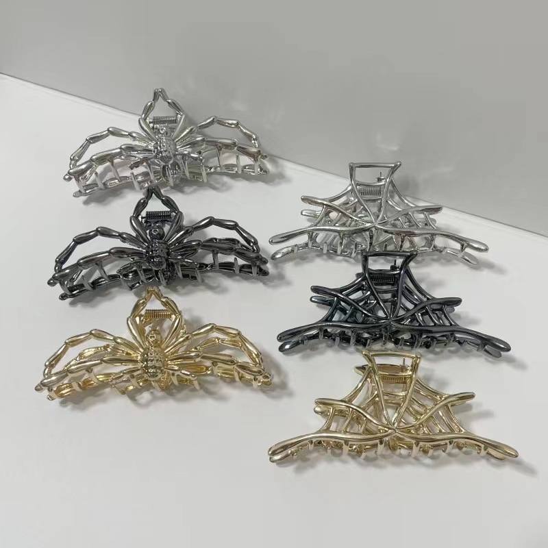 Spider Web Metal Hair Crab Clips Alloy Halloween Hair Claw Clips Hairgrip Hairpin Barrette Clamps Party Hair Accessories