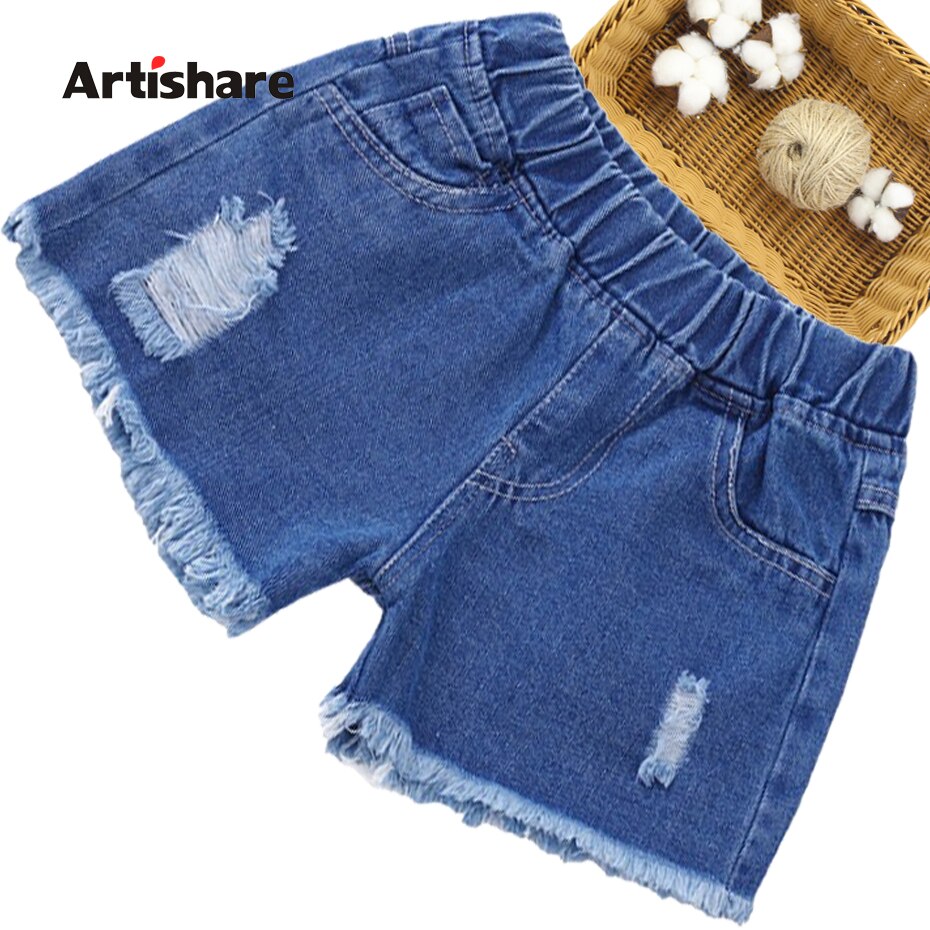 Ripped Jeans For Girls With Hole Children's Short Jeans For Girls Casual Kid Jeans Summer Clothes For Girls
