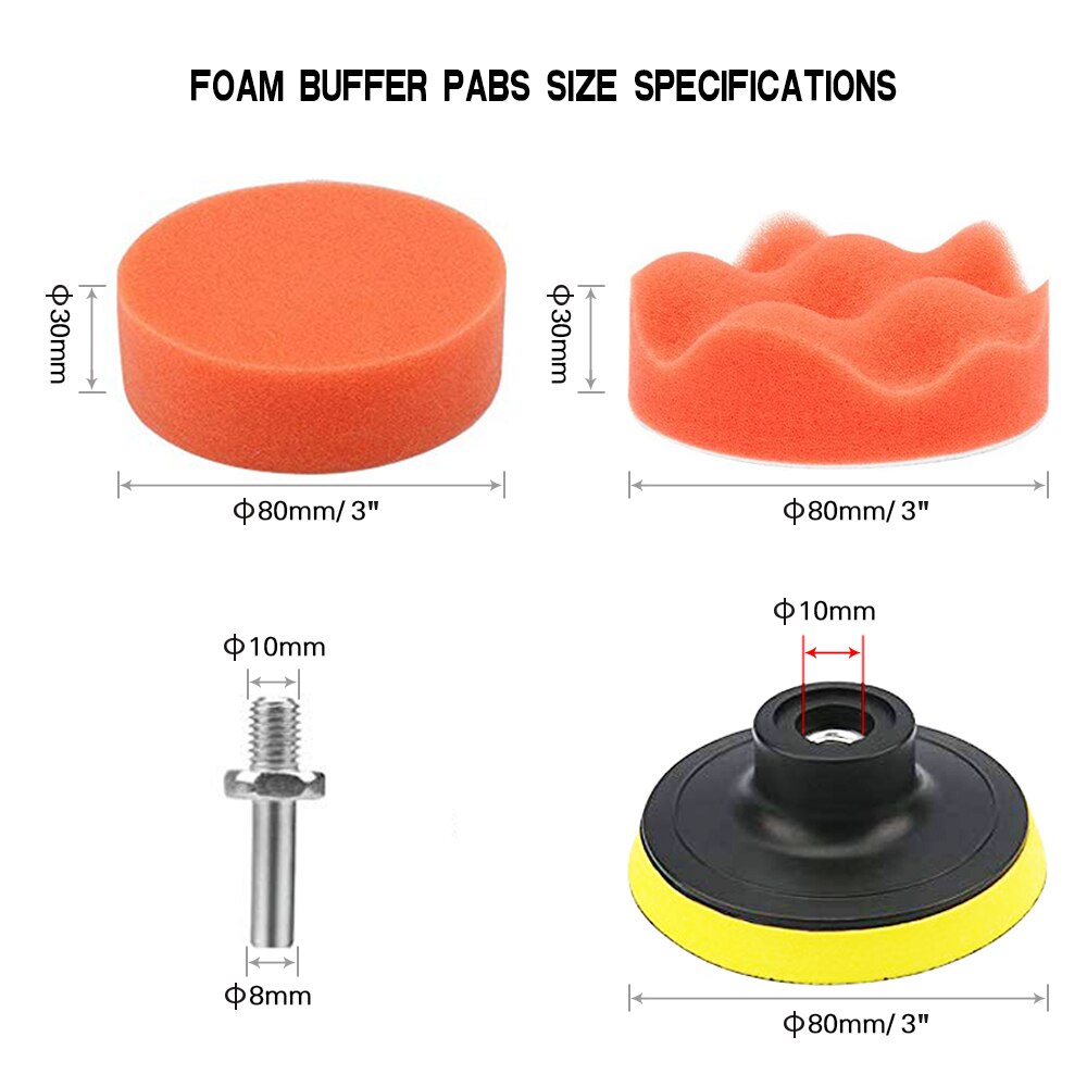 Juego de almohadillas de pulido para coche, 8 Uds., 3/4/5/6/pulgadas, adaptador de taladro, Herramientas Eléctricas M10 M16